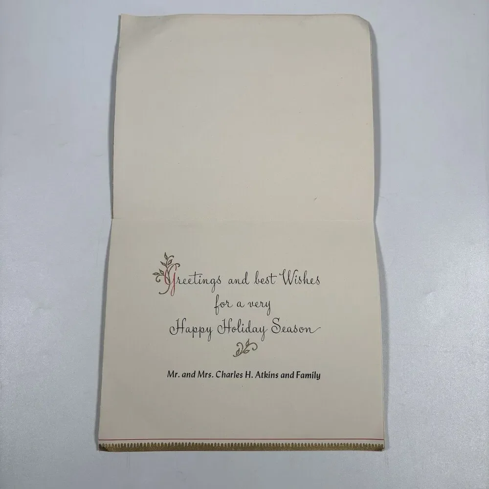 Vintage Currier & Ives Christmas Card The Road in Winter Sleigh Scene 550 USA